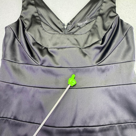 White House Black Market Dress Women's Size 10 Cocktail Black Satin Sheath - Picture 6 of 10